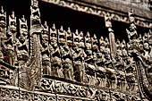 Myanmar - Mandalay, Shwenandaw Kyaung (the Golden Palace) a wonderful example of the Burmese unique teak architecture and wood-carving art. 